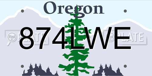 874LWE Oregon License Plate
