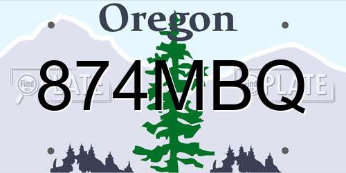 874MBQ Oregon License Plate