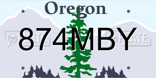874MBY Oregon License Plate