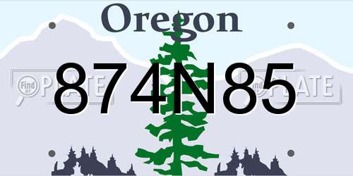 874N85 Oregon License Plate