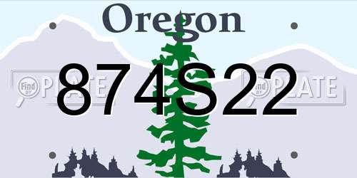 874S22 Oregon License Plate