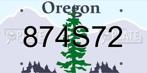 874S72 Oregon License Plate