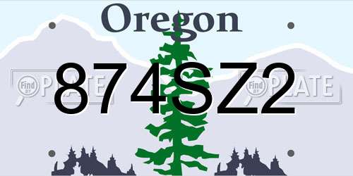 874SZ2 Oregon License Plate