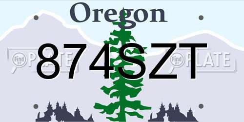 874SZT Oregon License Plate