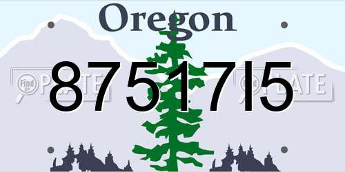 87517I5 Oregon License Plate