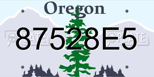 87528E5 Oregon License Plate