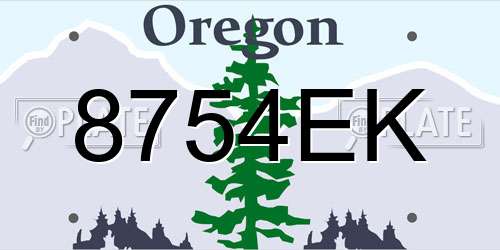8754EK Oregon License Plate
