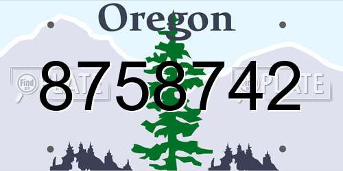 8758742 Oregon License Plate