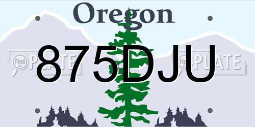 875DJU Oregon License Plate