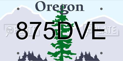 875DVE Oregon License Plate