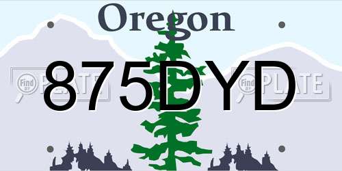 875DYD Oregon License Plate