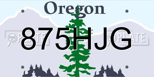 875HJG Oregon License Plate