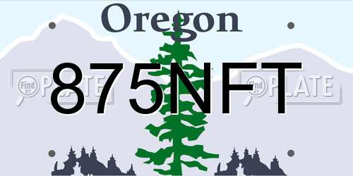 875NFT Oregon License Plate