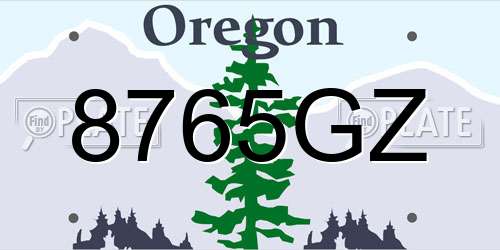 8765GZ Oregon License Plate