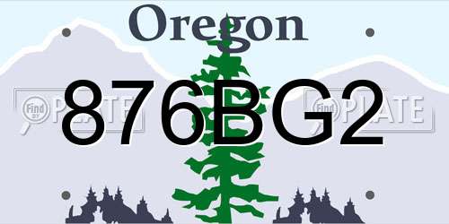 876BG2 Oregon License Plate