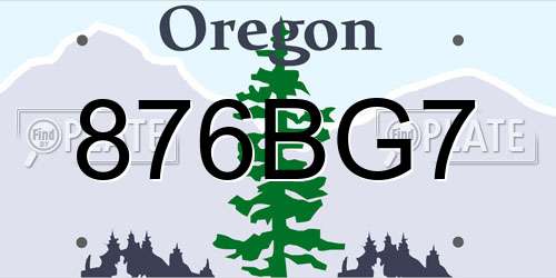 876BG7 Oregon License Plate