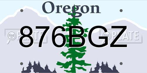 876BGZ Oregon License Plate
