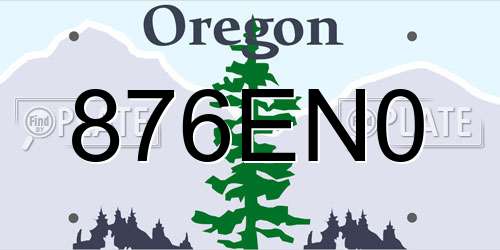 876EN0 Oregon License Plate