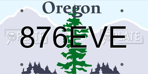 876EVE Oregon License Plate