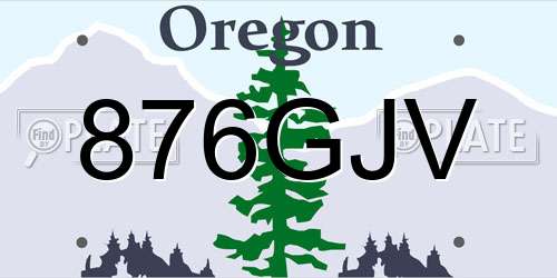 876GJV Oregon License Plate