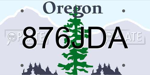 876JDA Oregon License Plate