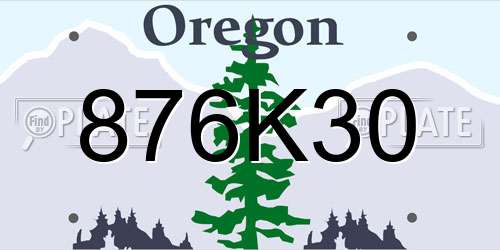 876K30 Oregon License Plate