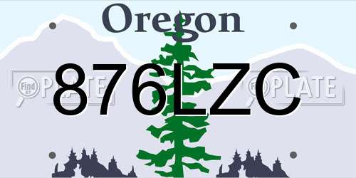 876LZC Oregon License Plate