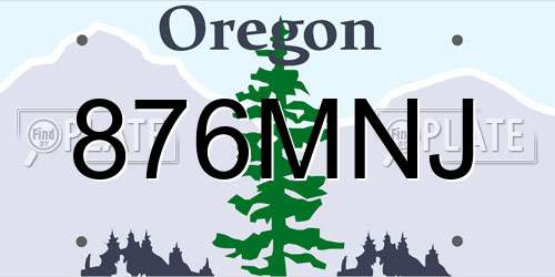876MNJ Oregon License Plate