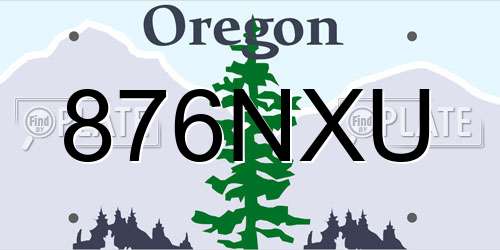 876NXU Oregon License Plate