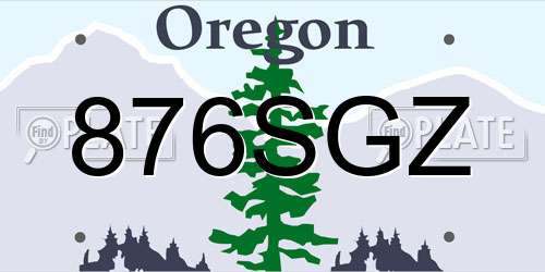 876SGZ Oregon License Plate