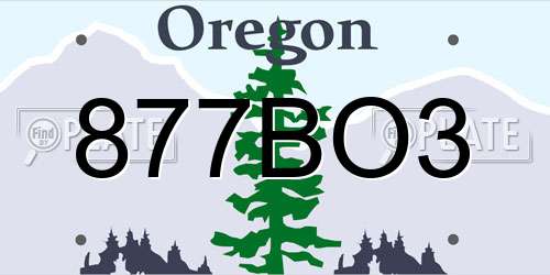 877BO3 Oregon License Plate