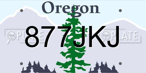 877JKJ Oregon License Plate