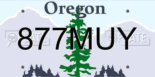 877MUY Oregon License Plate