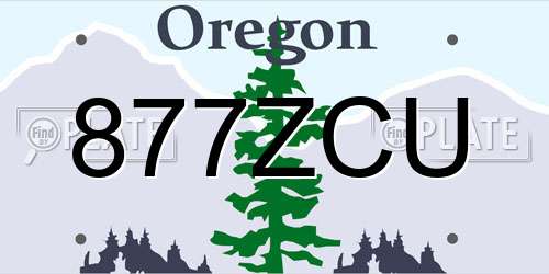 877ZCU Oregon License Plate