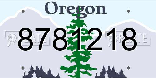 8781218 Oregon License Plate