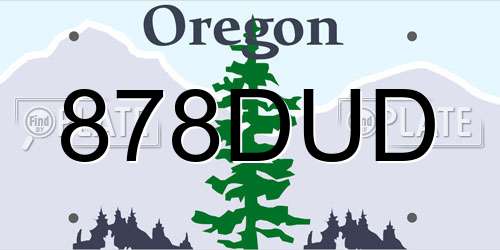 878DUD Oregon License Plate