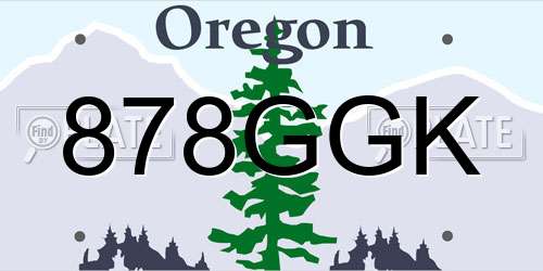 878GGK Oregon License Plate