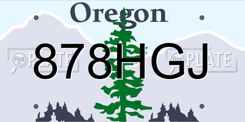 878HGJ Oregon License Plate