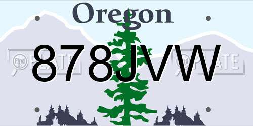 878JVW Oregon License Plate