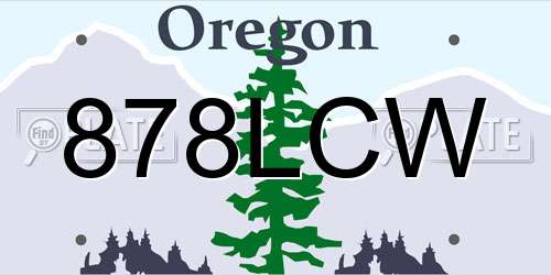 878LCW Oregon License Plate