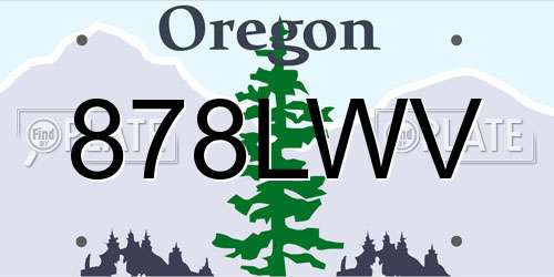 878LWV Oregon License Plate