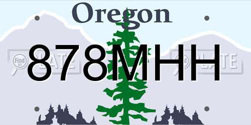 878MHH Oregon License Plate