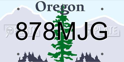 878MJG Oregon License Plate