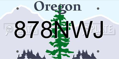 878NWJ Oregon License Plate