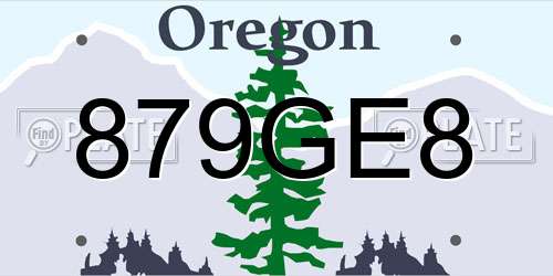 879GE8 Oregon License Plate