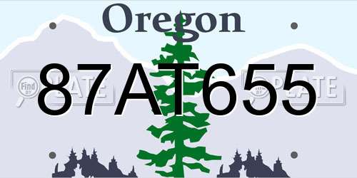 87AT655 Oregon License Plate