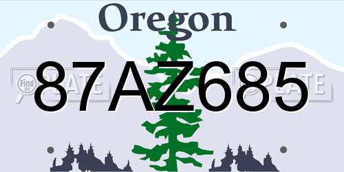 87AZ685 Oregon License Plate