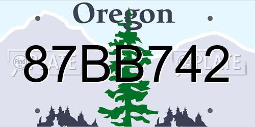 87BB742 Oregon License Plate