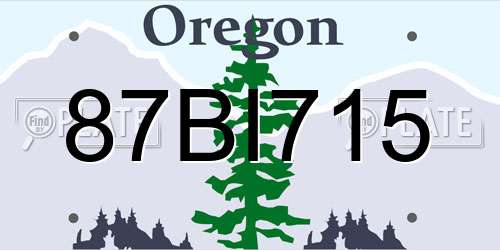 87BI715 Oregon License Plate