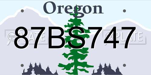 87BS747 Oregon License Plate